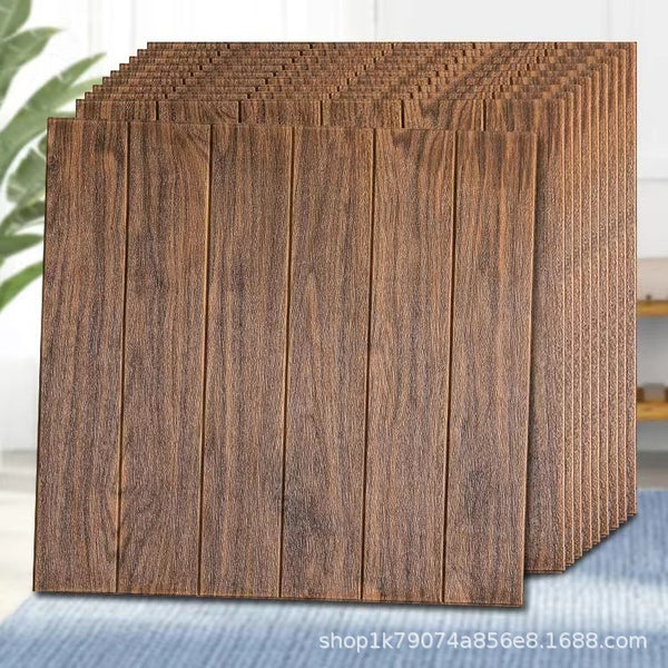 Wood grain three-dimensional 3D wall sticker self-adhesive wallpaper wallpaper decoration bedroom living room TV background wall waterproof and anti-collision wall skirt