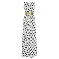 new cross-border women's apparel: -ready sleeveless printed polka dot sexy slit dress with belt