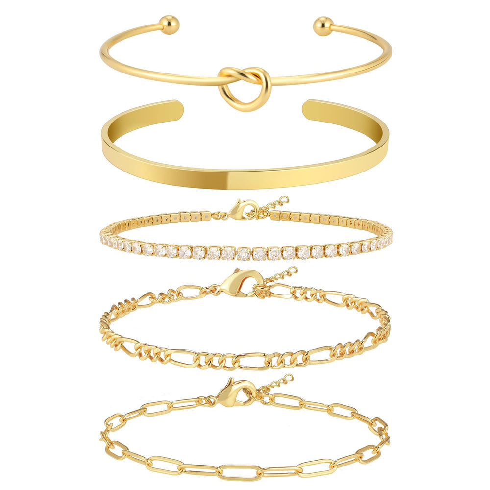 European and american cross-border fashion minimalist stainless steel heart knot bangle geometric claw chain tennis chain women's bracelet