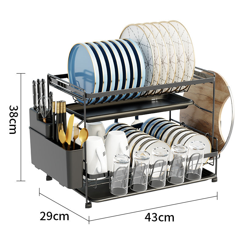 Kitchen Dish Shelf Countertop Cutlery Plate Drain Rack Basket Multifunctional Household Dish and Chopsticks Drain Storage Box