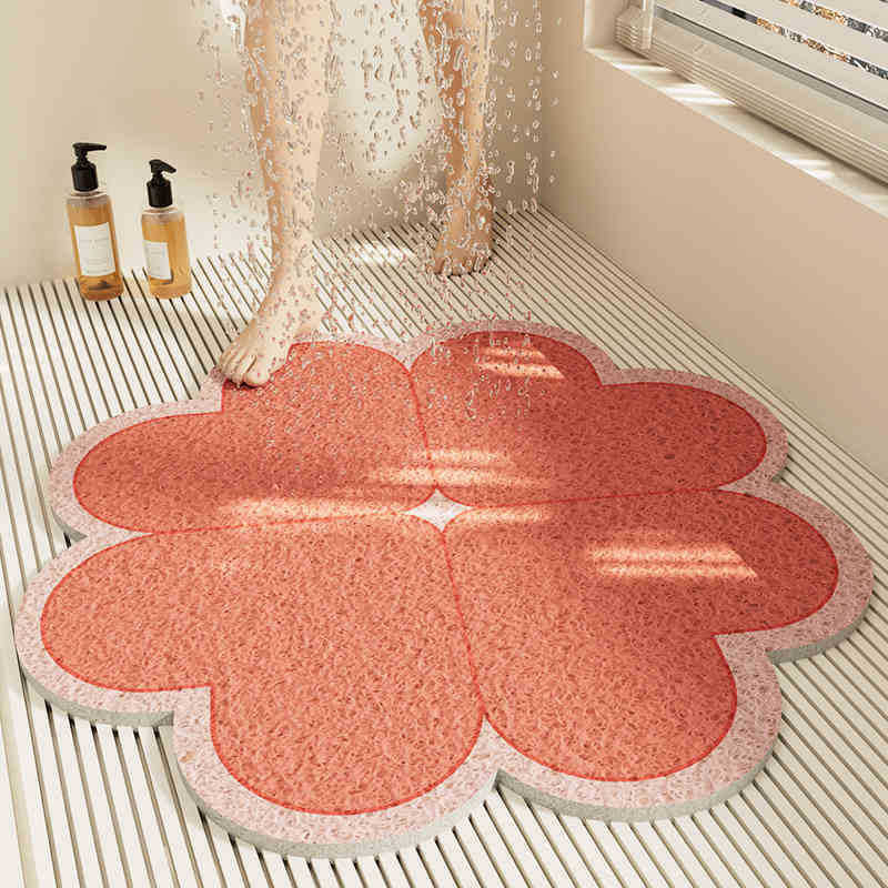 Special-shaped flower bathroom non-slip floor mat cut out wire loop shower room anti-fall foot mat bathroom bathtub drain foot mat