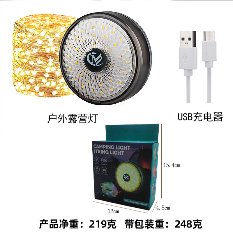 Cross-border multi-functional retro hanging camping light charging outdoor tent colorful charging model super long lighting super bright