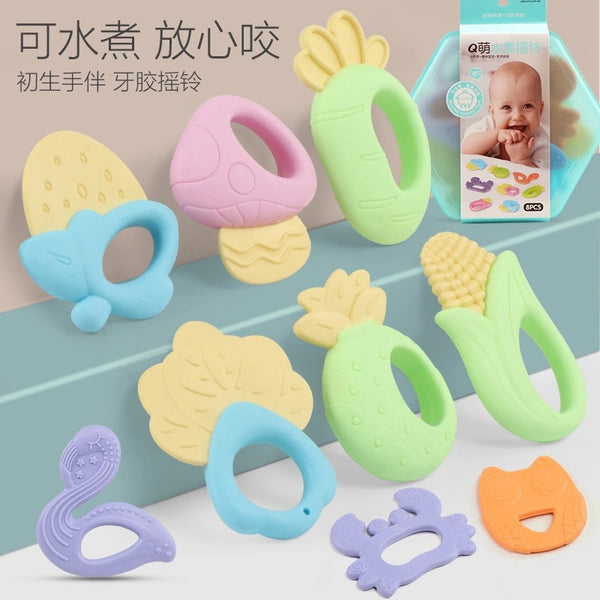 Baby toys baby 0-1 years old boiled hand rattle newborn 3-6-12 months boy and girl puzzle can bite teething glue