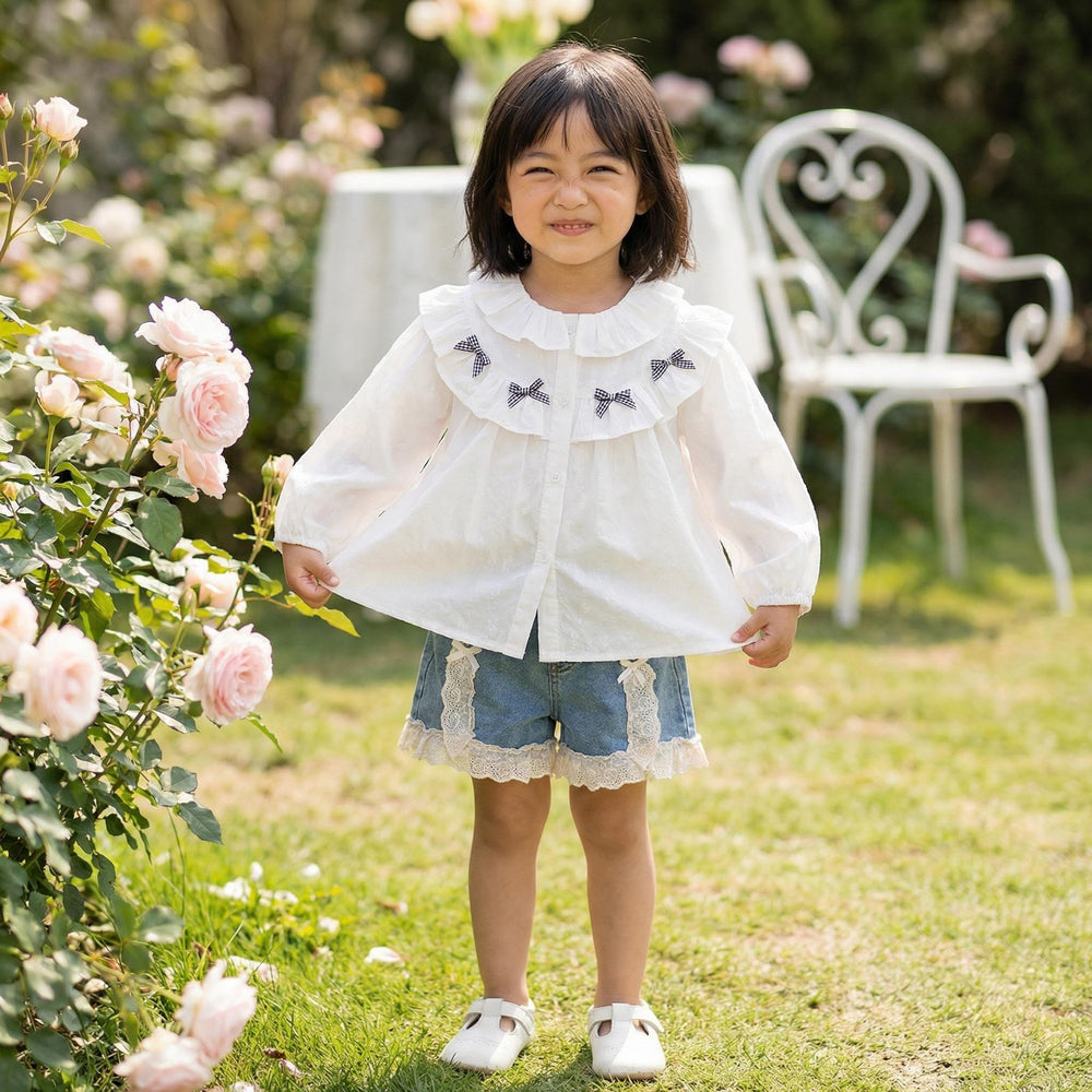 Springnew arrivalgirlshirt baby girlfashionk-stylelong sleeves shirt stylekidstopscasual children's clothing trendy
