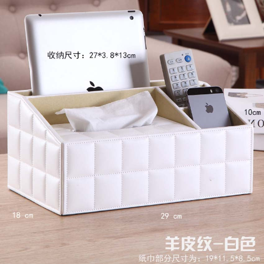 Leather napkin pumping carton, multi-functional tissue box, living room desktop bedroom remote control storage box, European home