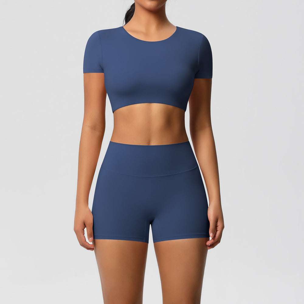 New arrival: european and american style solid color double-sided brushed breathable compression yoga set - 8 piece activewear set for running and fitness