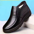 2025 new dad shoes non-slip leather shoes for seniors, high-top cotton shoes for men, winter warm cotton boots for middle-aged and elderly men