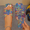 Plus size women's ethnic style sandals for export - new summer  breathable printed open-toe roman sandals and slippers