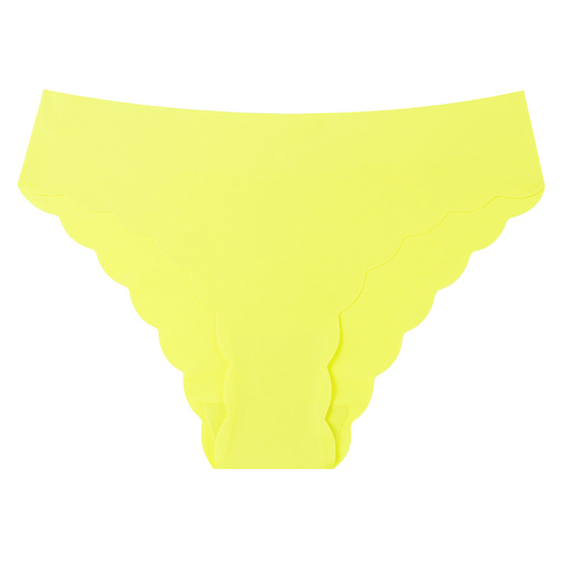 export plus size ice silk invisible women's seamless panties, wavy edge low-rise pure desire nylon briefs
