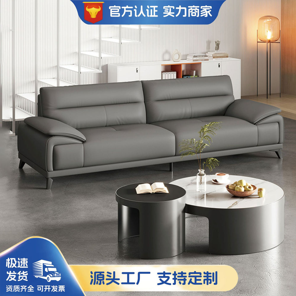 Italian minimalist stainless steel round rock slab coffee table, modern and simple living room set for small apartments, light luxury tea table combination