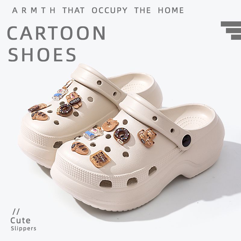 Thick sole crocs women's toe cap non-slip deodorizing filter not tired feet summer 2025new arrivalfashion slippers women's outwear