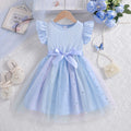 Exportgirldresssummer style flying sleeve mesh princess dress kids mesh skirt autumn birthday dress