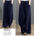 draped loose pants women's summerhigh waist cotton and linen pants casualloosestraight-leg pants