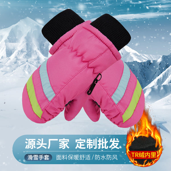 Winter waterproof fingerless gloves for riding, spot parent-child 2-5 year old children bag finger warm ski gloves outdoor