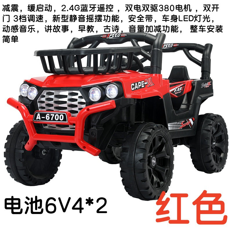 New children's electric car four-wheel car with remote control baby toy car charging can sit and swing the stroller