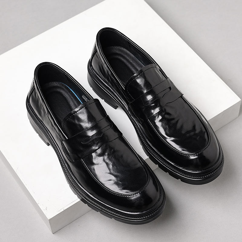 Genuine leather men's loafers - business casual slip-on shoes, versatile, trendy, and comfortable