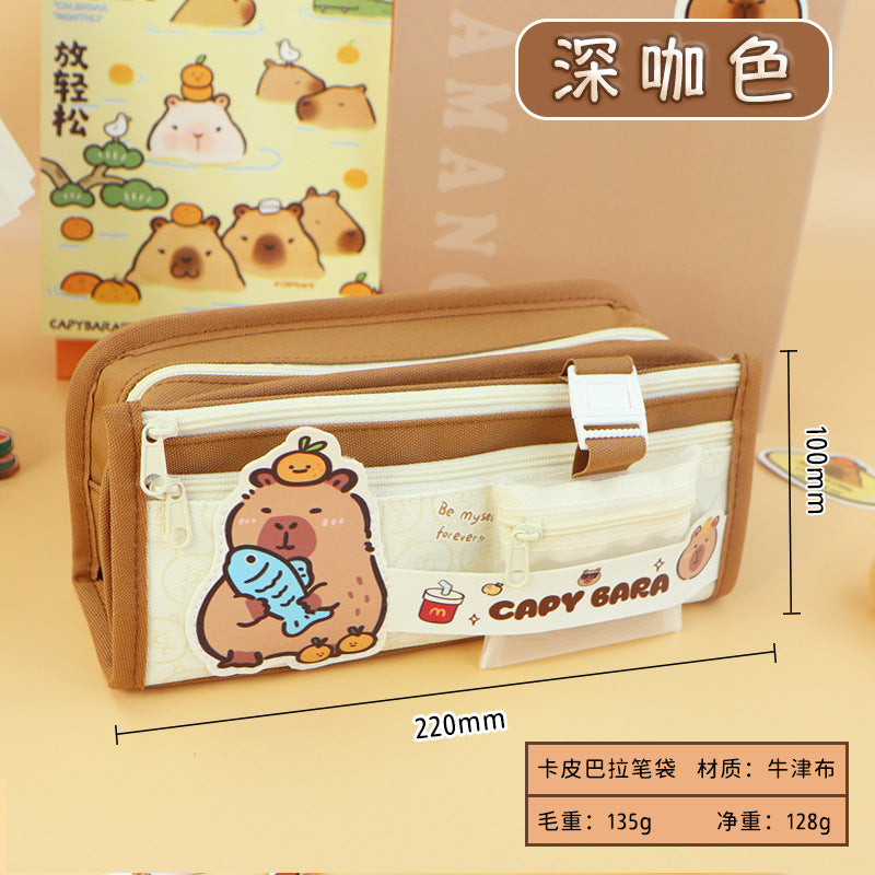 Kapibara pencil case ins high-value pencil case pencil case cute milk huhu large-capacity stationery box