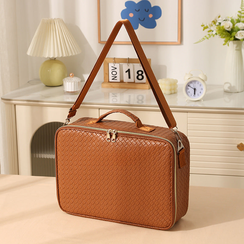 Beilian large-capacity cosmetic bag portable travel high-value cosmetic case with mirror classification cosmetic storage box