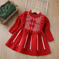 new year's & christmas girls' sweater dress - bow accent, chanel-inspired sweet knit dress