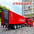 Die-cast alloy semi-truck toy - kids' playset with trailer, container transport, and realistic container model - perfect for young truck enthusiasts!