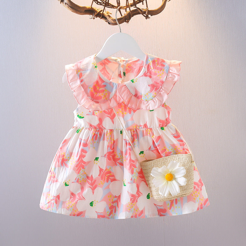 Girls' sleeveless dress -  summer new arrival - stylish floral print dress for toddlers and young children - korean style summer outfit