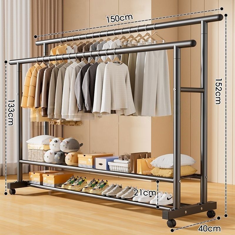 Simple coat rack, movable clothes drying rack, floor-standing indoor room, multi-functional clothes rack, accessible luxuryfor home bedroom