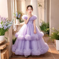 Girls' formal dress cake skirt fluffy ankle-length flower girl wedding dress runway one-shoulder children's princess gown gorgeous dress