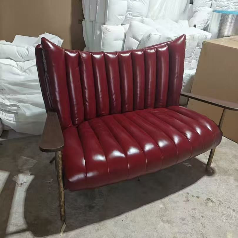 Casual chair first layer cowhide tea room owner chair medieval style oil wax leather single chair accessible luxuryretro double sofa chair