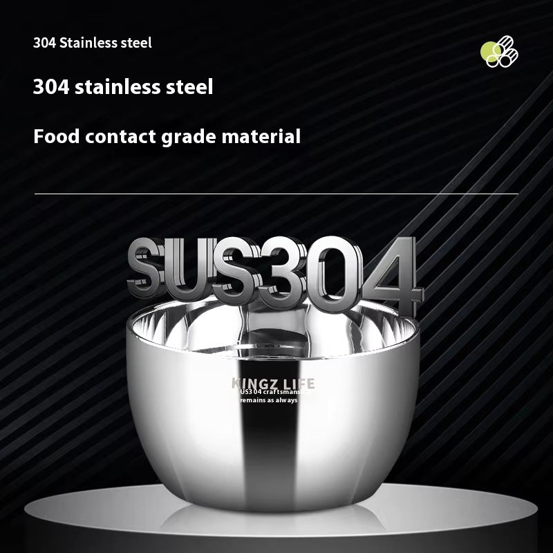 Thickened stainless steel double-layer soup bowl - heat-resistant & insulated stainless steel tableware - kitchen utensils in stock
