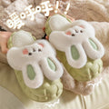 Women's cloud slippers - new 2023 autumn/winter indoor home cute plush rabbit warm cotton slippers