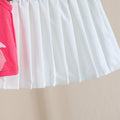 cross-border hot seller: girls' color block polo tank top and pleated skirt set with 3d bow two-piece outfit
