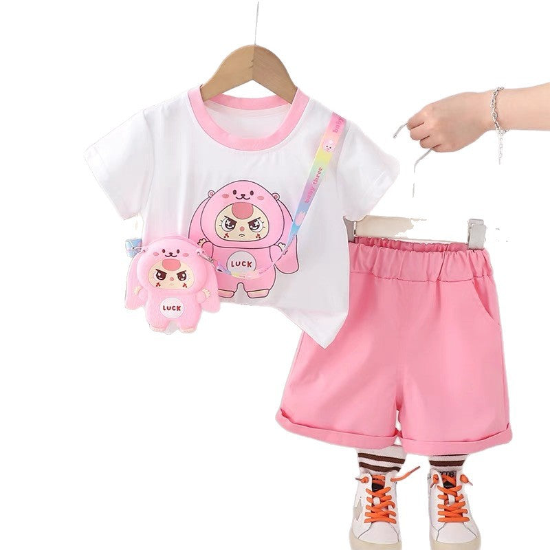Girls' short-sleeve outfit: trendy summer style , new cute short-sleeve clothes for little girls, baby girl summer apparel