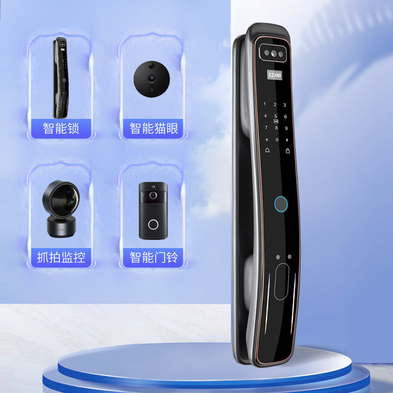Fully automatic fingerprint lock for home security doors, smart door lock with remote video intercom, electronic smart lock - customization and wholesale available