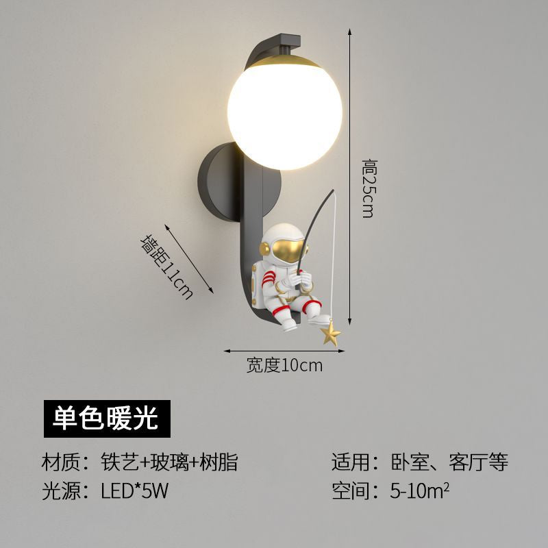 Wall lamp bedroom bedside wall lamp creative casual modern kids room moon astronaut living room popular wall lamp