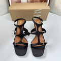 Za2025 new spanish black women's fashionable low-cut open-toe back-tie stiletto thong heel sandals