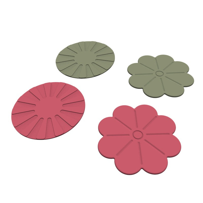 Cross-border new silicone thermal insulation mat round petal high temperature resistant dinner plate mat round creative gift silicone coaster anti-scalding