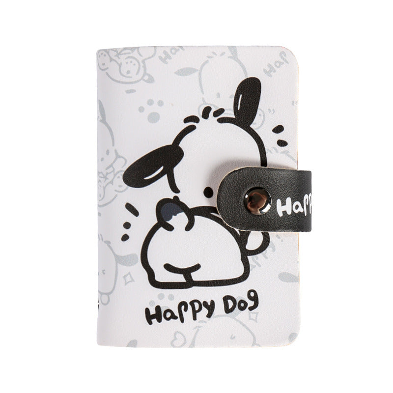 Puppy cartoon card bag, women's personality ultra-thin, portable, compact, anti-degaussing certificate card holder, transparent bank card protection