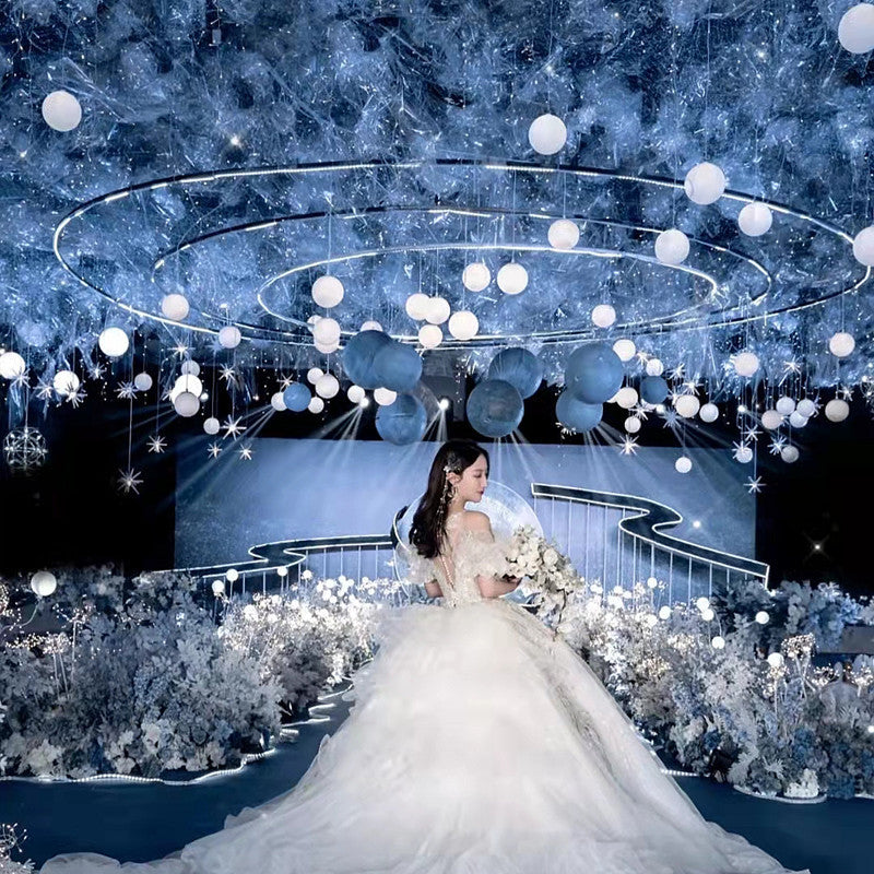 Wedding ceiling light milk white ball light string dragon ball wedding hall hotel window ceiling light string decoration props