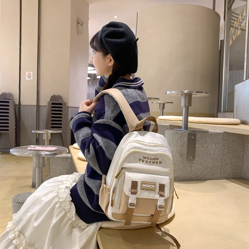 New Small Mini Backpack Nylon Student School Bag Large Capacity Lightweight Girls Simple Female College Student Backpack