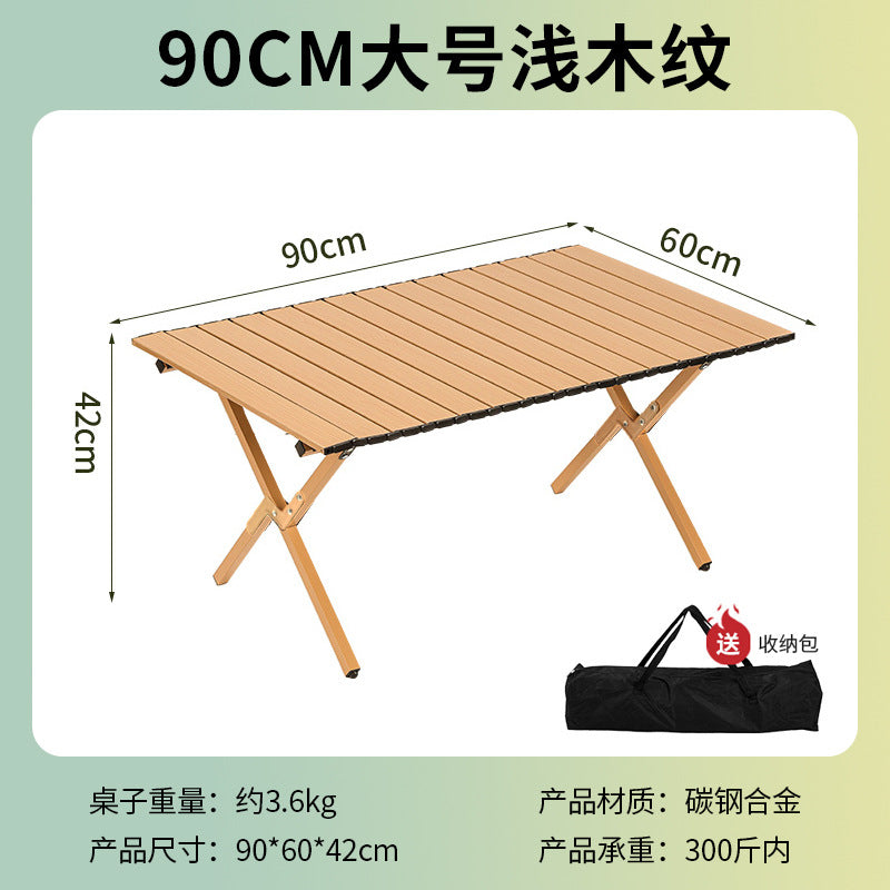 Outdoor foldable egg roll table camping style carbon steel lightweight table picnic equipment supplies table and chair set foldable