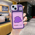 Creative card holder lanyard for apple 16 pro, cute purple monster phone case for iphone xr/12