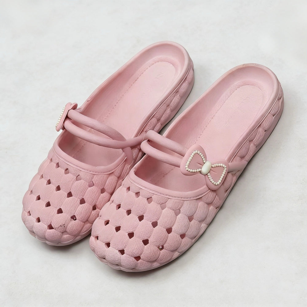 Baotou slippers women's summernew arrivalfashion soft bottomfor homeoutwear breathable flats crocs bows half slippers