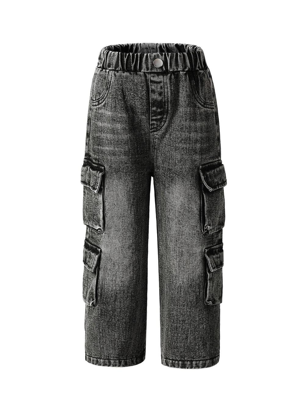 Export kids pants distressed jeans k-style multi-flap pocket pantsloose cool girlstraight-legretroloose pants