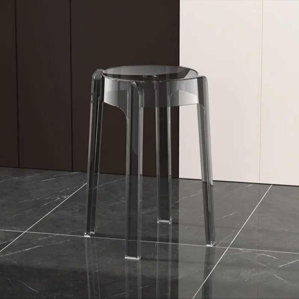 Accessible luxuryclassy acrylic stool stackable transparent high stool chair for home dining table spare plastic crystal round stool