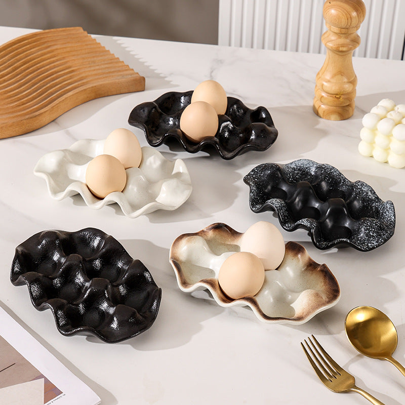 Retrofor home ceramic egg storage tray refrigerator freezer stylish high value egg tray storage tray fresh-keeping tray