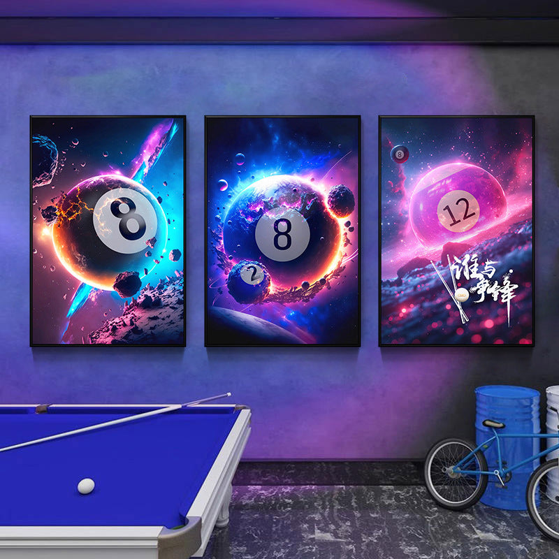 Trend billiard room luminous decorative painting imitation abyss mirror cyberpunk astronaut hanging painting billiard hall luminous lamp painting