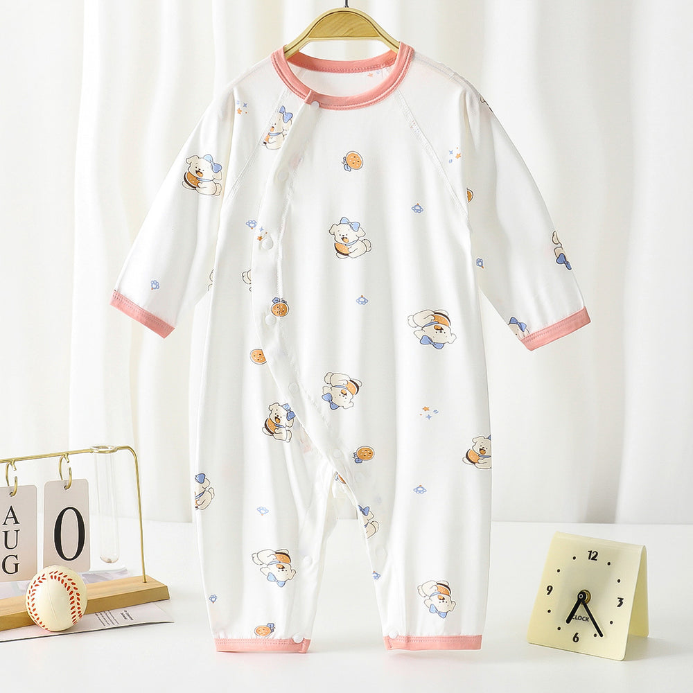 Lyocell comfortable baby summer jumpsuit thin long sleeves air conditioning suit romper newborn harem for boys and girls