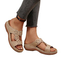 plus size women's shoes  new arrivalfashion flower wedge thick bottom sandals women's stitching retro one-line slippers for women