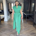 European and american cross-border women's fashion:  spring new arrivals - elegant, high-end, slim-fit, solid color tie-waist short sleeve dress