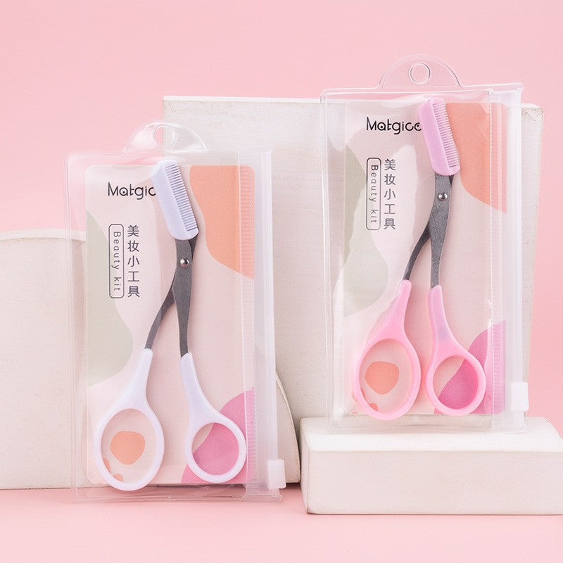 Ready-to-ship wholesale eyebrow trimming scissors for beginners, beauty and makeup tools, eyebrow shears, small scissors, new style eyebrow trimming scissors with comb